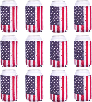 Can Cooler Sleeve 12Pcs USA Flag