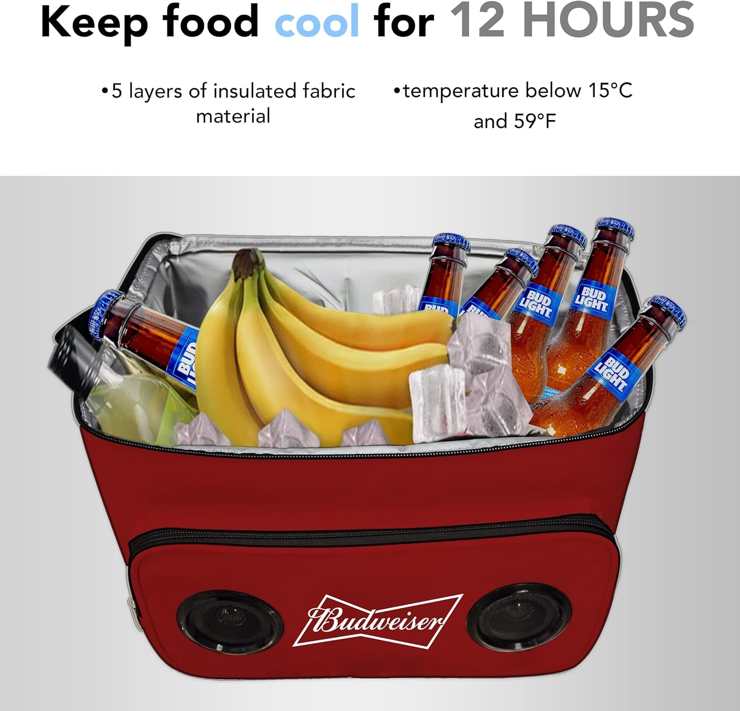 Soft Cooler Bag with Built-In Rechargeable Speakers