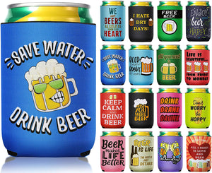 16 Pieces Beer Can Sleeves Funny Quotes