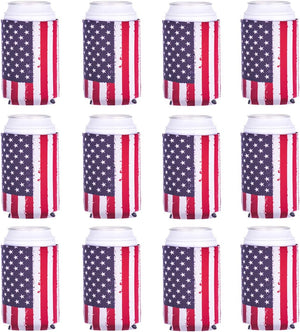 Can Cooler Sleeve 12Pcs USA Flag 