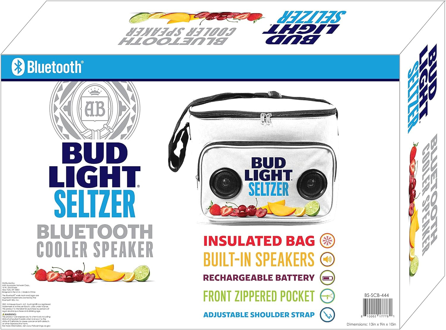 Bud Light Seltzer Soft Cooler Bag with Built-In Speakers 