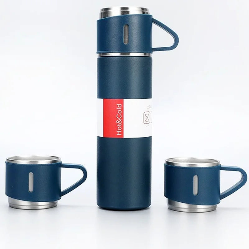 Water Bottles Stainless Steel Vacuum Flask Set Business Gift Tea Cups 