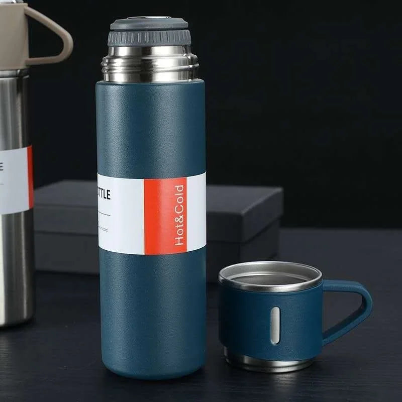 Water Bottles Stainless Steel Vacuum Flask Set Business Gift Tea Cups 