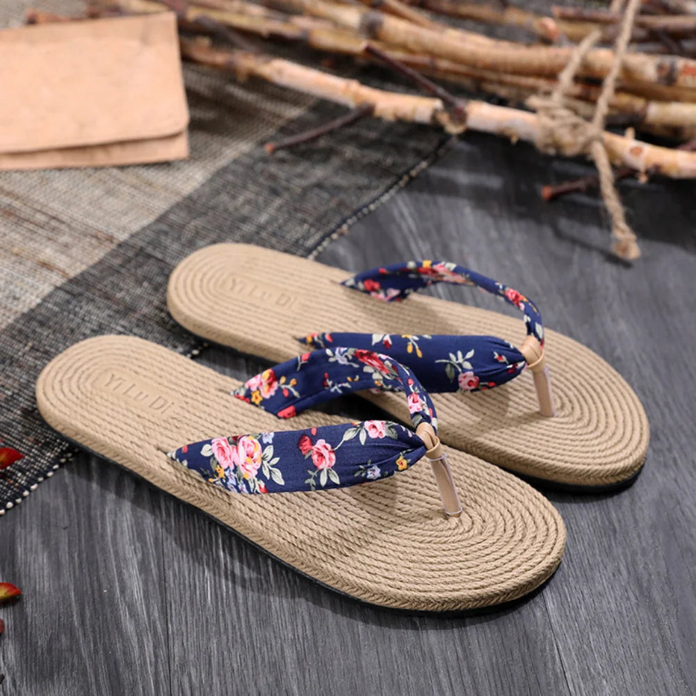 Sandals Women 2022 Summer Floral Flip Flops 