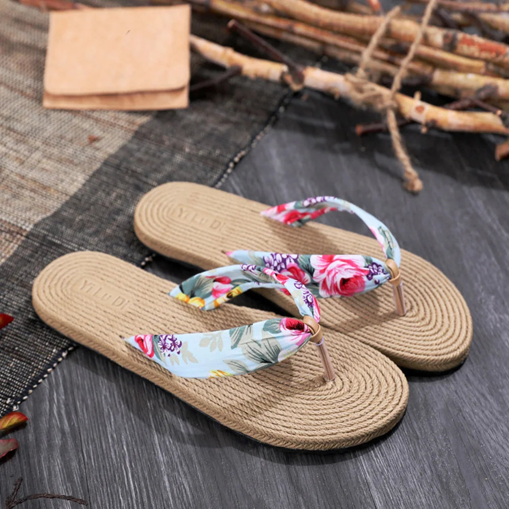 Sandals Women 2022 Summer Floral Flip Flops 